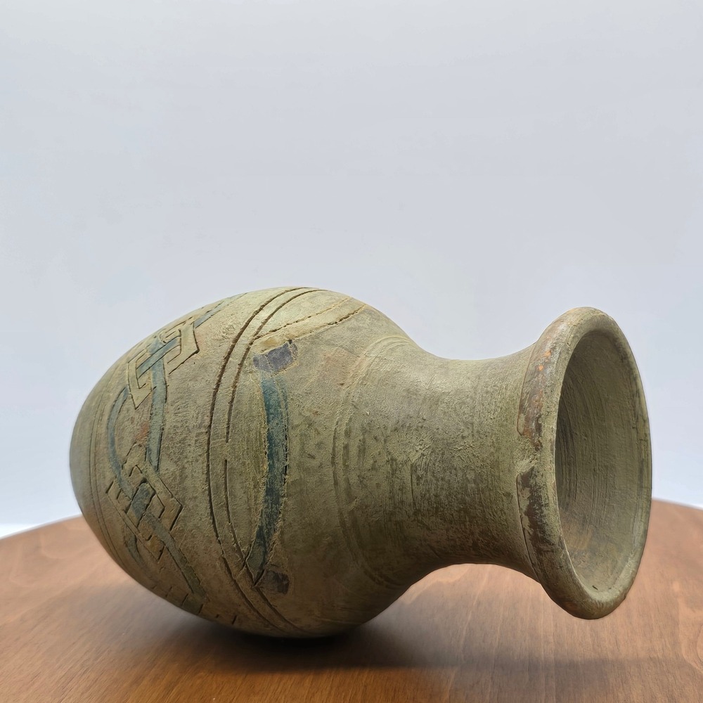 Vintage Terracotta Clay Vase‎ Celtic Knot Design Rustic Farmhouse Decor
